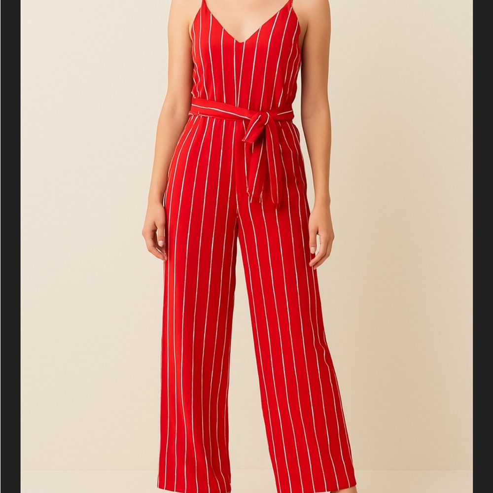 New! Red and White Striped Jumpsuit